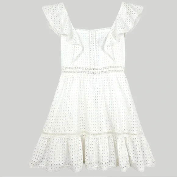 Alice + Olivia Remada Ruffled Broderie Anglaise Cotton Mini‎ Dress White NWT - Picture 7 of 16